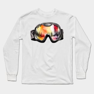 Black Skiing Goggles Long Sleeve T-Shirt